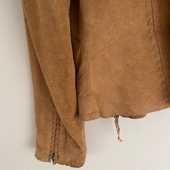 DOUBLE D RANCH Brown Suede Leather Zip Front Jacket/Zip Pockets: Medium; NWOT!! - Picture 7 of 9